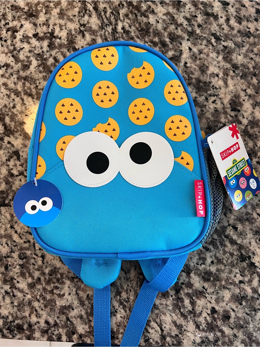 Skip Hop Blue Cookie Monster Kids Backpack with Cookie Print